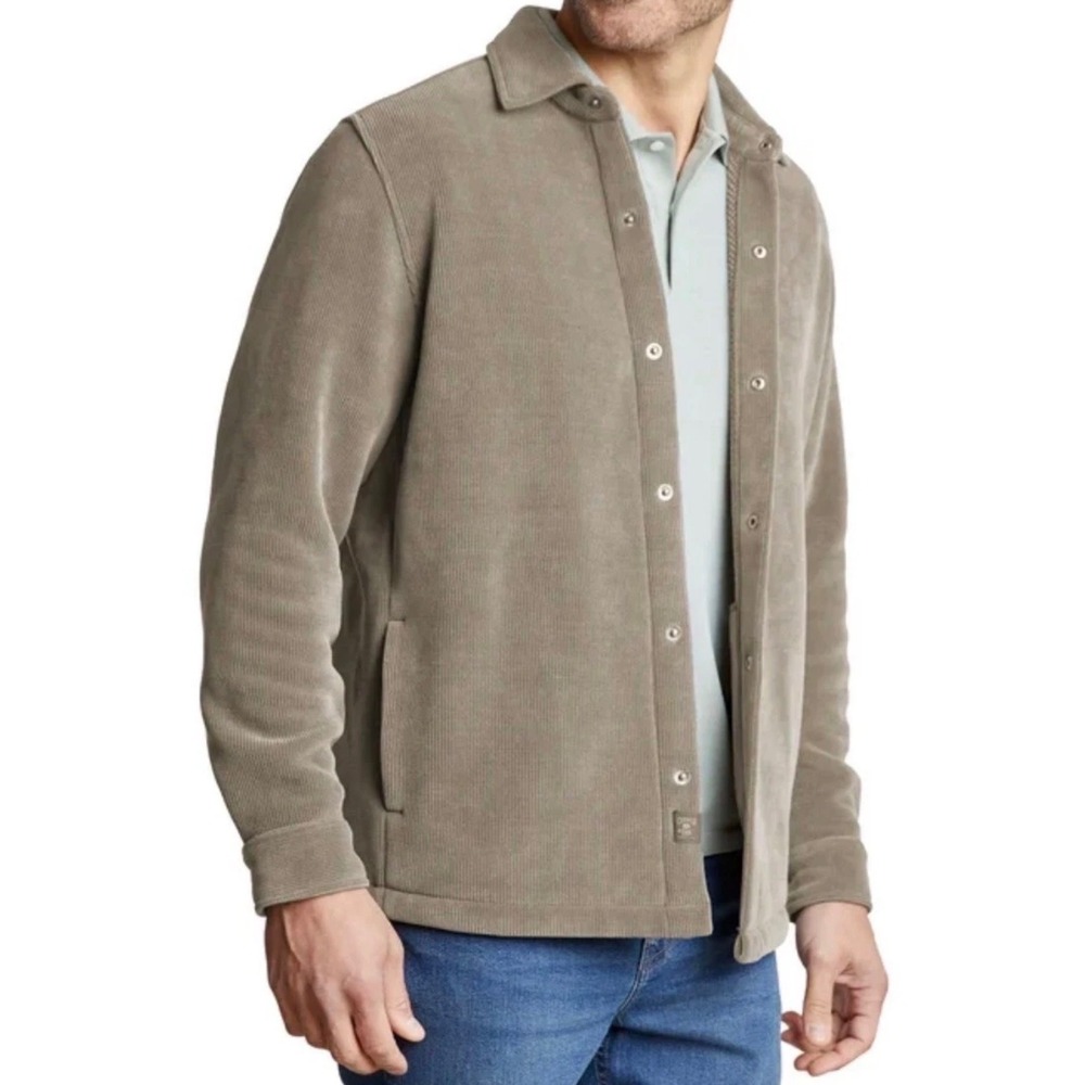 NWT Copper & Oak Mens Brown Shacket Shirt Jacket Fleece Lined Snap Front Size M